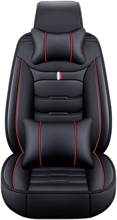 Car Seat Covers for Nissan Juke/Juke Nismo RS 2010-2019, PU Leather Full Set All Weather Waterproof Non-Slip Durable Front and Back Seats Cushions Protectors, Car Accessories,Luxurious_Set-B_Black_Red