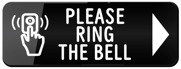 Unisex Acrylic Sign - Please Ring The Bell With Right Arrow - Comes With Graphical Symbols And Strong Adhesive Tape For Door Or Wall 10" X 3" Outdoor Signs Acrylic Design Plate
