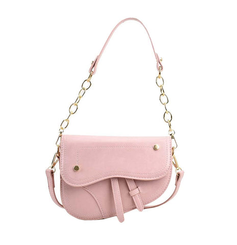 PURFANREE Women Trendy Small Clutch Purse Saddle Shoulder Bag Underarm Handbag Satchel HandBag Crossbody Bag, Pink Color, One Size