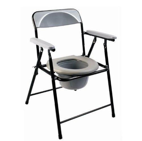 Folding Lightweight Commode Chair with top Loading Easily Removable Pot Travel Toilet ECCOM1