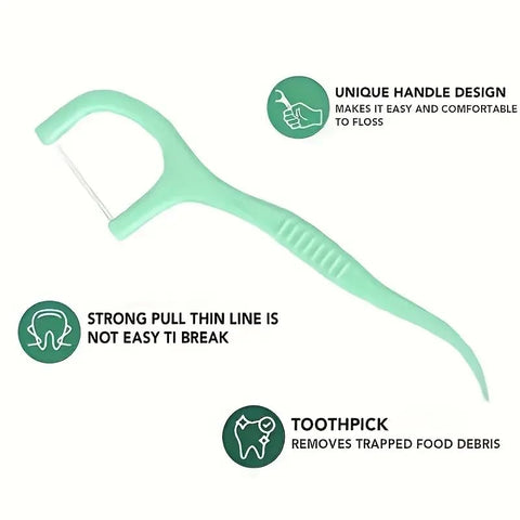 Generic 6-Pack (600 Count) Mint Flavored Dental Flosser Picks, Deep Cleaning Dental Floss for Proper Oral Care, Portable Disposable Hygienic Flosser for Travel Daily Life, Green