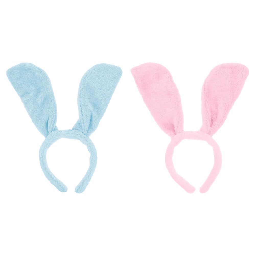 NUOBESTY 2Pcs Bunny Rabbit Plush Ear Headbands Rabbit Ear Hairbands Plush Rabbit Ear Hairbands Plush Bunny Ear Headbands for Halloween Cosplay Party Photo Props