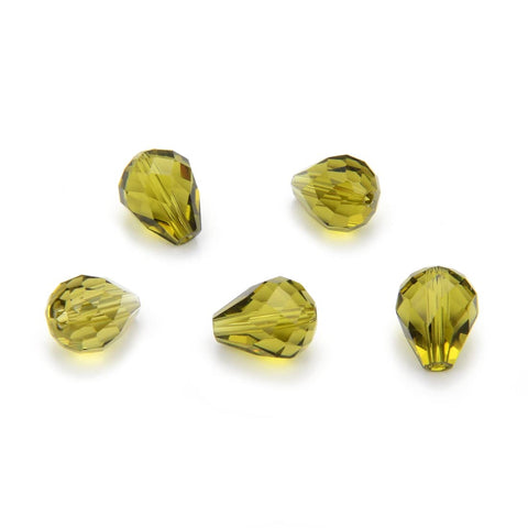24pcs Adabele Austrian 10mm Faceted Teardrop Loose Crystal Beads Khaki Green Compatible with 5500 Swarovski Crystals Preciosa SST-1019