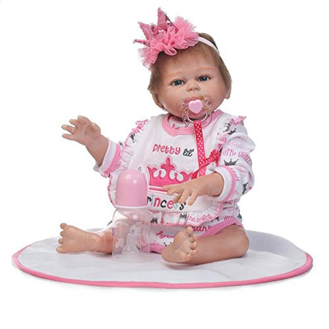 iCradle 20 Inch 50cm Realistic Reborn Doll Full Body Vinyl Silicone Anatomically Correct Real Life Like Baby Girl Doll True Looking Newborn Dolls Child Toy Free Xmas Present for Age 3+