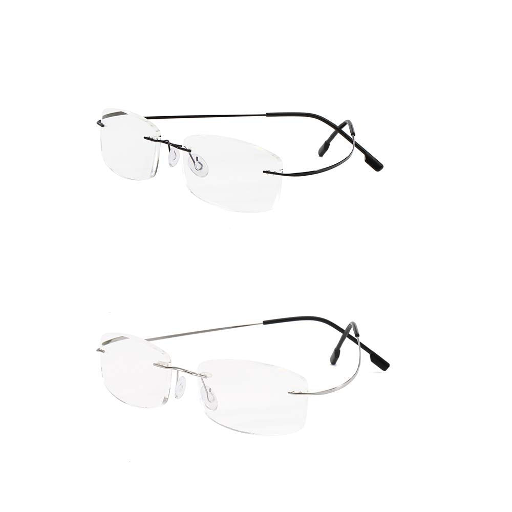 KoKoBin 2 Pack Rimless Reading Glasses Super Light Titanium Eyewear Men Women Sun Readers Reading Glasses +1.5