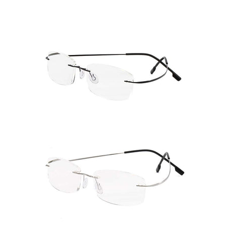 KoKoBin 2 Pack Rimless Reading Glasses Super Light Titanium Eyewear Men Women Sun Readers Reading Glasses +1.5
