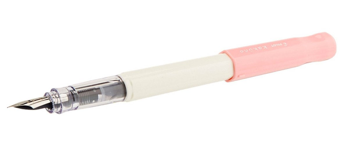 PILOT Kakuno Fountain Pen, White/Pink Barrel, Fine Nib (90122)