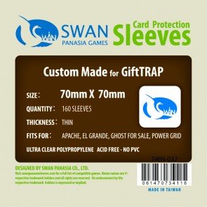 Swan Card Sleeves (70x70mm) - 160 Pack, Thin Sleeves - Gift Trap, Power Grid