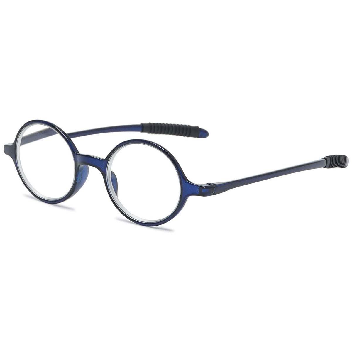 ABETOS Small Round Reading Glasses Retro Mini TR90 Flexible Lightweight Vintage Computer Readers for Men Women, Dark Blue 1.25