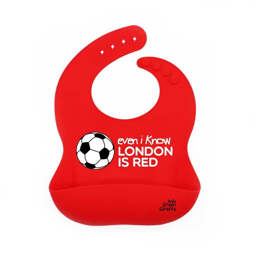 Little Green Giraffe Even I know London is Red Arsenal Football Baby Weaning Bib