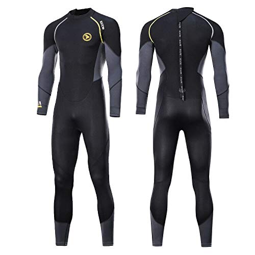 ZCCO Ultra Stretch 3mm Neoprene Wetsuit, back Zip Full Body Diving suit, one piece for men-Snorkeling, Scuba Diving Swimming, Surfing