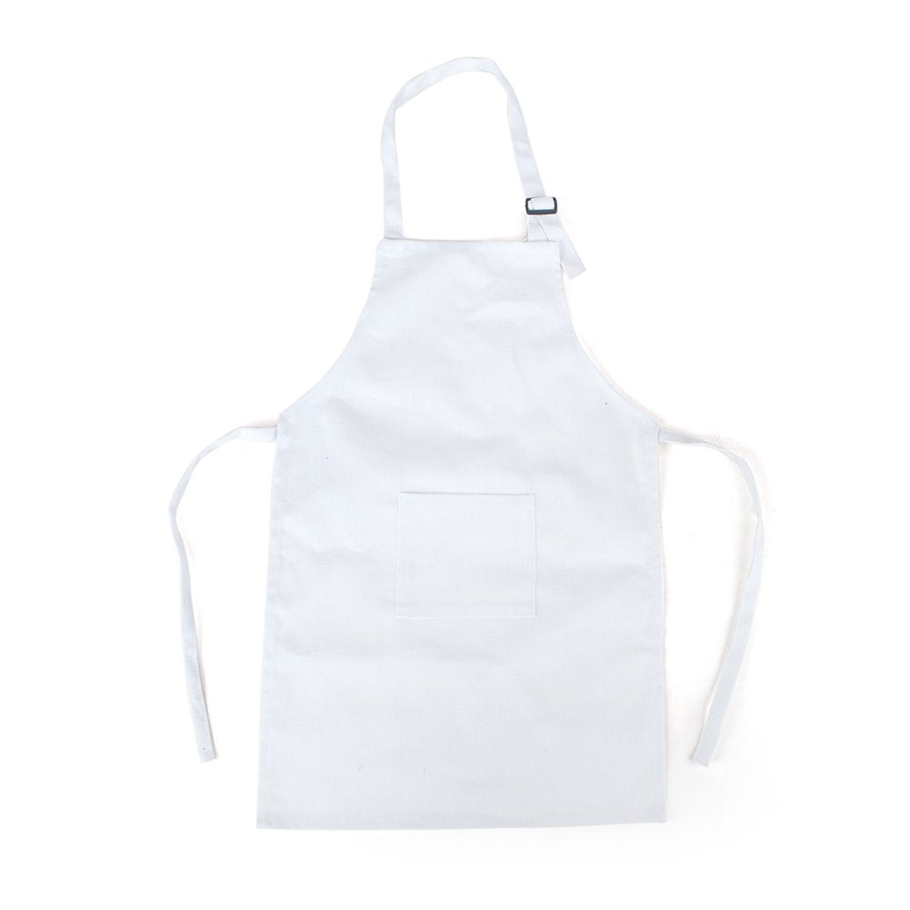 TOPTIE Colorful Cotton Canvas Kid's Aprons with Pocket, Artist Apron & Chef Apron (White, 22"L x 15"W)