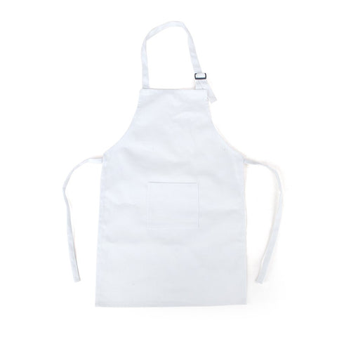 TOPTIE Colorful Cotton Canvas Kid's Aprons with Pocket, Artist Apron & Chef Apron (White, 22"L x 15"W)