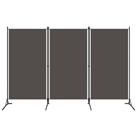 vidaXL Freestanding 3-Panel Room Divider/Partition/Screen, Lightweight with Stable Pedestal, Easy to Fold, Anthracite, Polyester Fabric and Powder-Coated Iron Frame