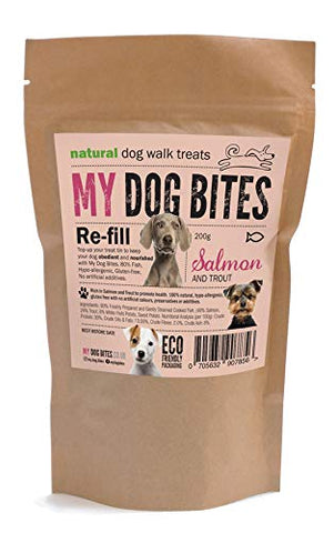 My Dog Bites Walkies Tasty Dog Treats Re-Fill Pouch (Salmon) 200g Walking Treats