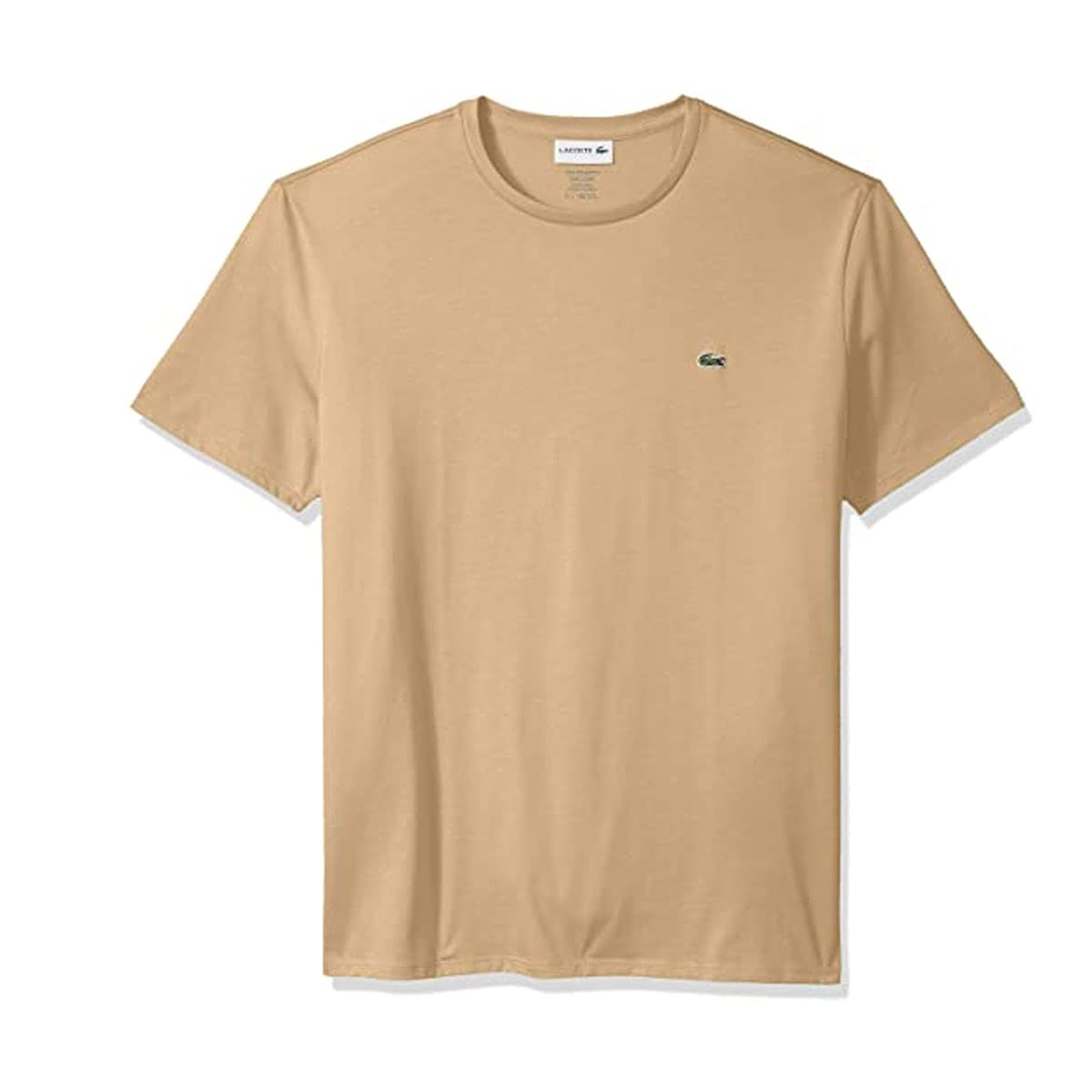 Lacoste Mens Short Sleeve Crew Neck Pima Cotton Jersey T-Shirt, Viennese Tan, Large