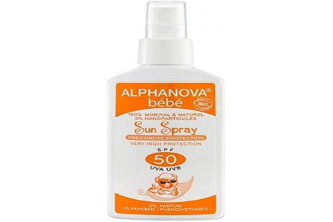 Alphanova Bebe, Sunscreen Spray with SPF 50 for Babies Face and Body