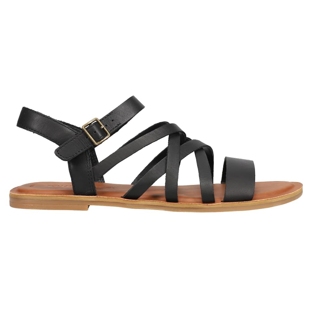 TOMS Women's Flat Sandal, Black, 8