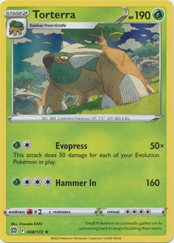 Torterra - 008/172 - Holo Rare - Sword & Shield: Brilliant Stars