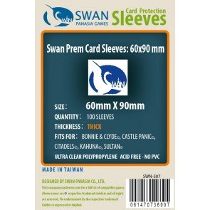 Swan Premium Card Sleeves (60x90mm) - 100 Pack, Thick Sleeves - Bonnie & Clyde, Castle Panic