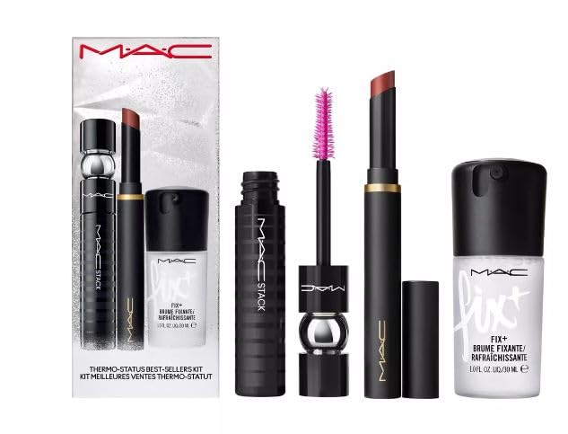 M.A.C Thermo Status Kit - Powder Kiss Velvet Blur Slim Stick, MÃƒÆ’Ã¢â‚¬Å¡Ãƒâ€šÃ‚Â·AÃƒÆ’Ã¢â‚¬Å¡Ãƒâ€šÃ‚Â·Cstack Mascara and Mini Fix+ (1 fl oz / 30 ml)