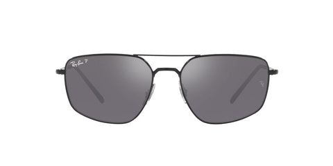 Ray-Ban Rb3666 Rectangular Sunglasses, Black/Grey Mirrored Gradient Polarized, 56 mm