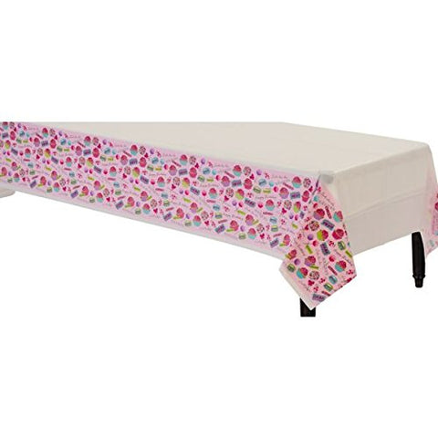 Amscan Heavenly Sweets Birthday Party Rectangular Table Cover Tableware, Plastic, 54" x 102"