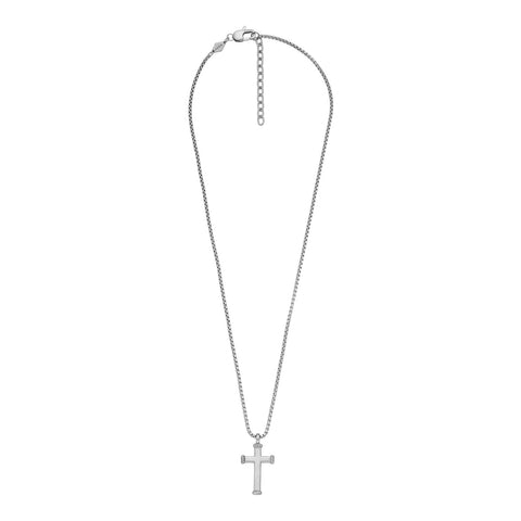 Fossil Men's Meaningful Moments Stainless Steel Pendant Necklace, Color: Silver (Model: JF04401040)