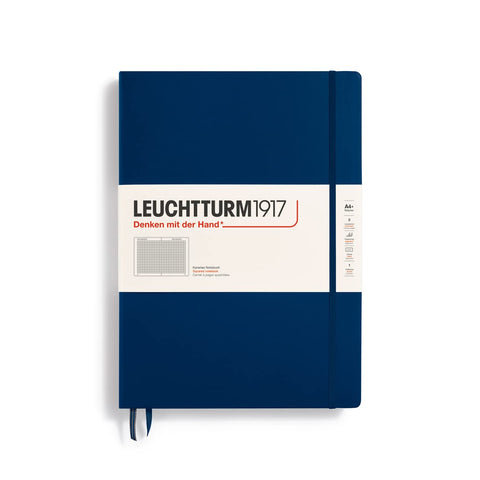 LEUCHTTURM1917 - Notebook Hardcover Master Classic A4+ - 235 Numbered Pages for Writing and Journaling (Navy, Squared)