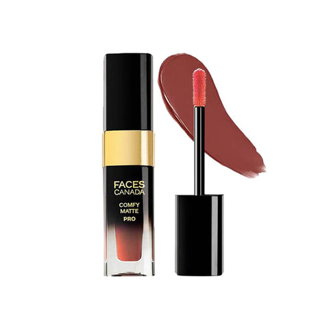 FACESCANADA Comfy Matte Pro Liquid Lipstick - Brick Brown 08, 5.5 ml | 10HR Longstay | Intense Color | Macadamia Oil & Olive Butter Infused | Lightweight Super Smooth | No Dryness | No Alcohol