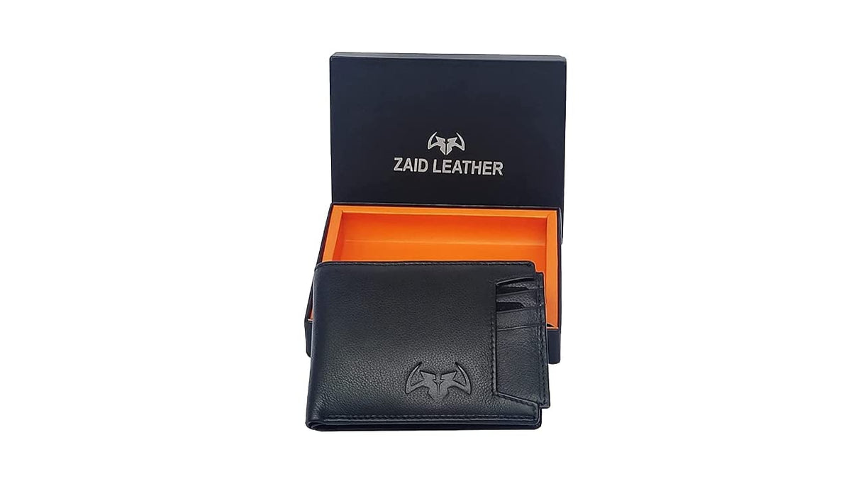Zaid RFID Protected Leather Wallet Black Genuine Leather Hand-Crafted Wallet For Men, Bifold Leather Wallet (BLACK), FAM-Z01