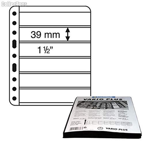 5 Heavy Duty Lighthouse Vario Plus 6S Stamp Pages - Black 6 Pocket Pages - 5 Pack