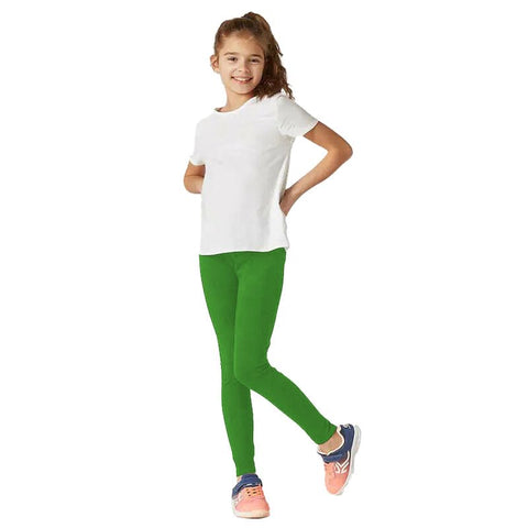 BODYWEAR LTD - Girls' Kids Plain Leggings - Children and Teen Basic Stretchy Full-Length Pants for Everyday - Style and Active Play - Perfect for School, Travel, Sports (Jet Green, 9-10 Years)