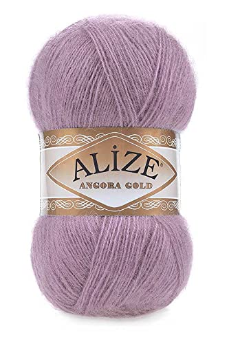 20% Wool 80% Acrylic Soft Yarn Alize Angora Gold Thread Crochet Lot of 2skn 200gr 1204yds Lace Hand Knitting Turkish Yarn (312 puce)