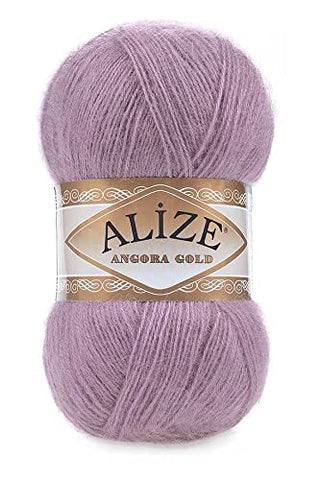 20% Wool 80% Acrylic Soft Yarn Alize Angora Gold Thread Crochet Lot of 2skn 200gr 1204yds Lace Hand Knitting Turkish Yarn (312 puce)