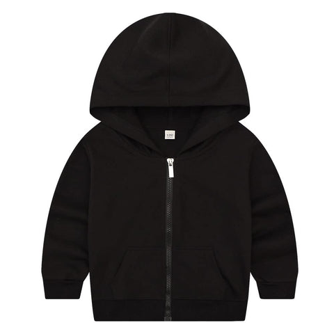 DINGDONG'S CLOSET Kid Toddler Boy Girl Solid Multi-Color Basic Cotton Hoodie Hooded Zip Up Sweatshirts Pullover Jacket(Black, 5T)