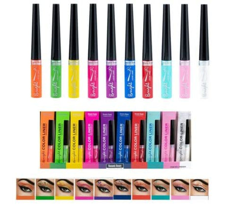 Bright Color Liquid Eyeliner by Romantic Beauty - Matte Liquid Eyeliner - Neon Eyeliner - Waterproof Eyeliner - Colorful Liquid Eyeliner - Smudgeproof Long Lasting Colorful Eyeliner (Yellow)