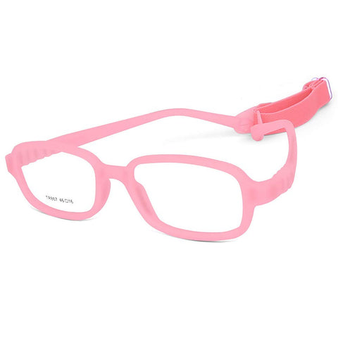 AQWANO Children Optical Glasses Frame TR90 Flexible Bendable One-piece Safe Eyeglasses Girls Boys Square Pink