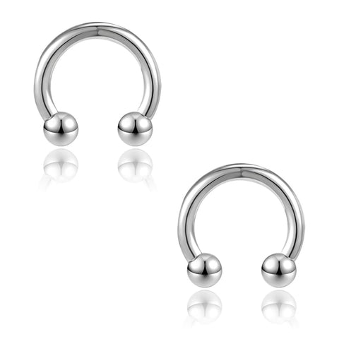PunkTracker 2Pcs Septum Rings Nipple Rings 316L Surgical Steel Horseshoe Circular Piercing Barbell 00G 0G 2G 4G 6G 8G 10G 12G 14G 16G Ear Gauge Piercing Septum Jewelry