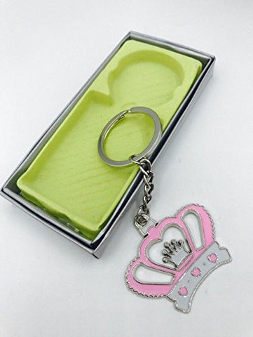12PC Pink Baby Shower Favors Crown Princess Table Decoration Girl Keychains