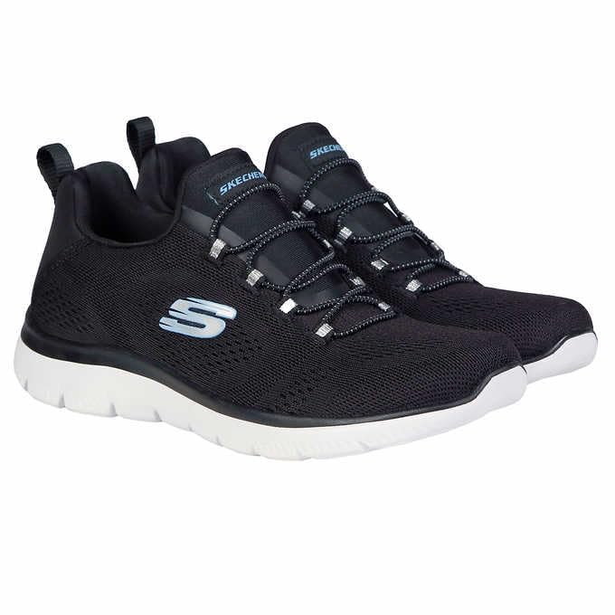 Skechers Womens Summit Sneaker, Black/Blue, 6.5