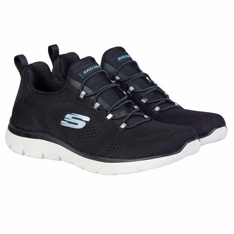Skechers Womens Summit Sneaker, Black/Blue, 6.5