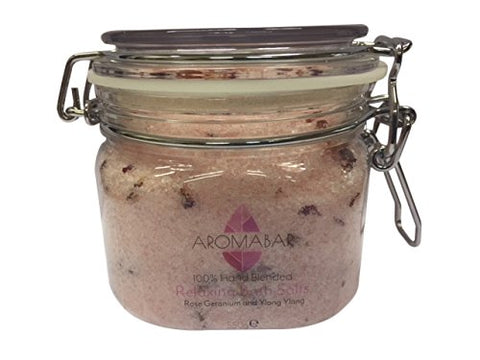 Rose Geranium Bath Salts Soak 550g Gift Jar Epsom Salts and Dead Sea Salts 100% Natural Packed with Minerals
