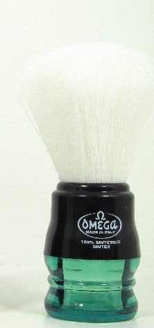 Omega Synthetic Bristle Shaving Brush w/Green Handle
