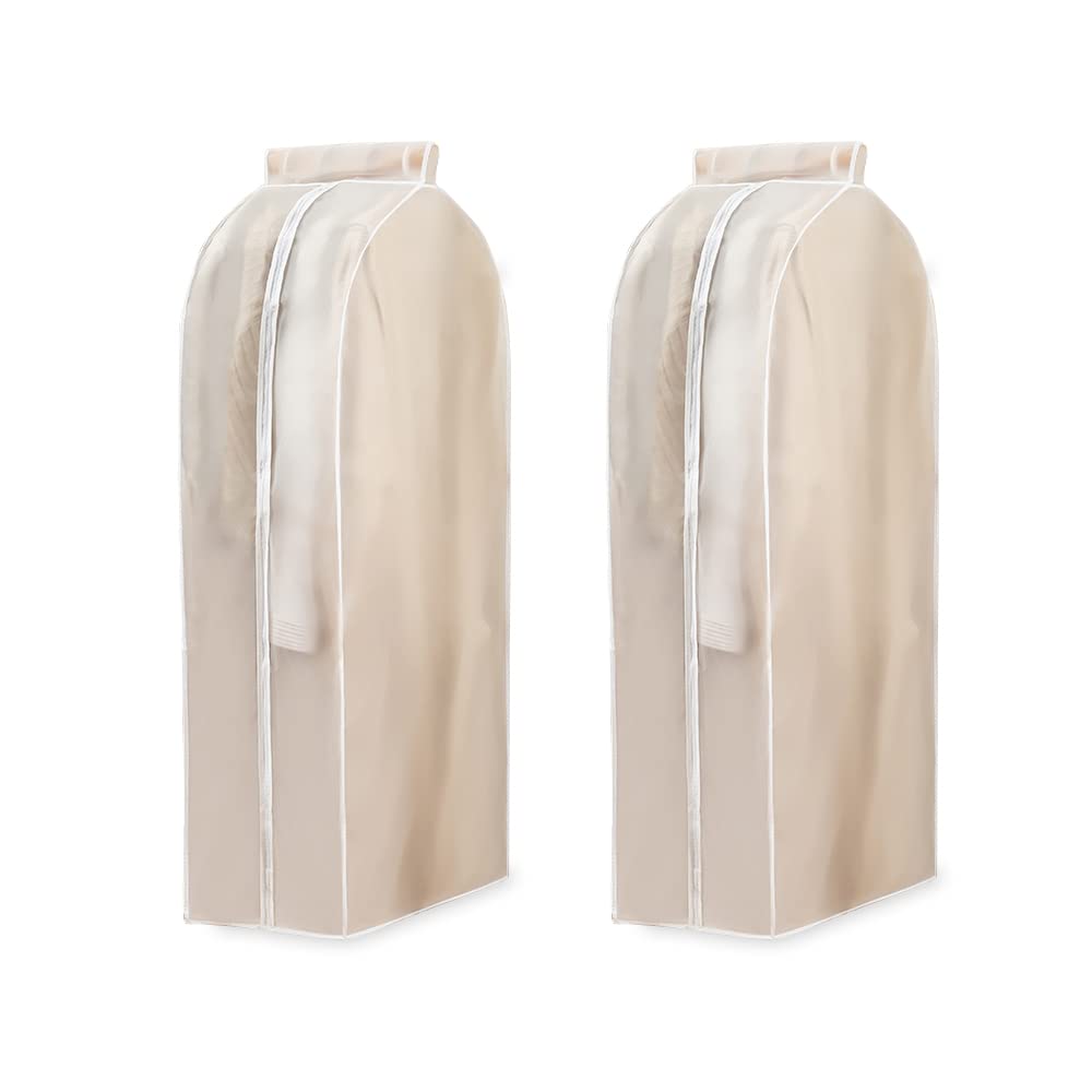 2 Pack Hanging Garment Bags for Closet Storage, 110cm Garment Covers Hanging Clothes Bag Organizer, Wardrobe Bag Sealed Clothes Cover Protector for Suit Coats Shirts (60×30×110)