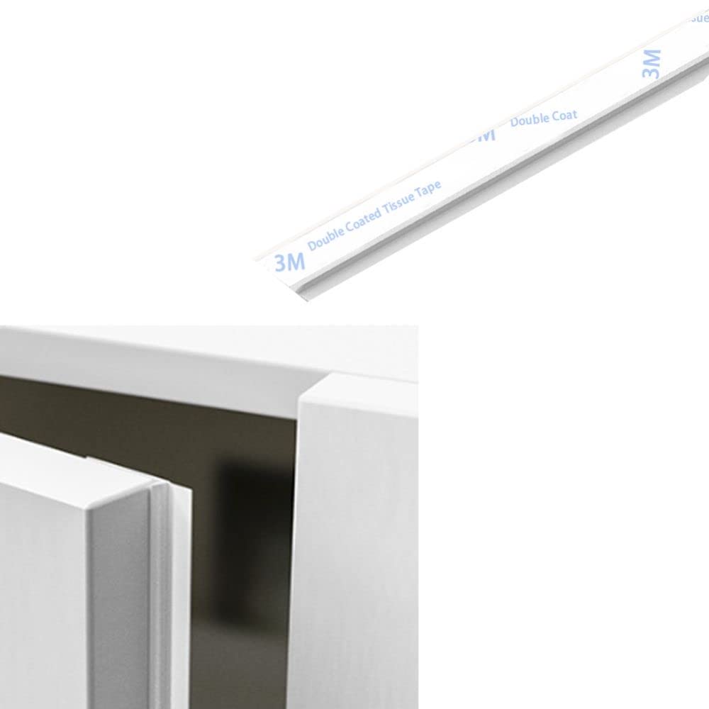 2.8M Wardrobe Cabinet Door Seal Strip Self Adhesive,Rubber Cupboard Door Edge Dust Proof,Door Side Gap Filling Sealing Tape,Weather Stripping,Weatherproof Insect Proof,White