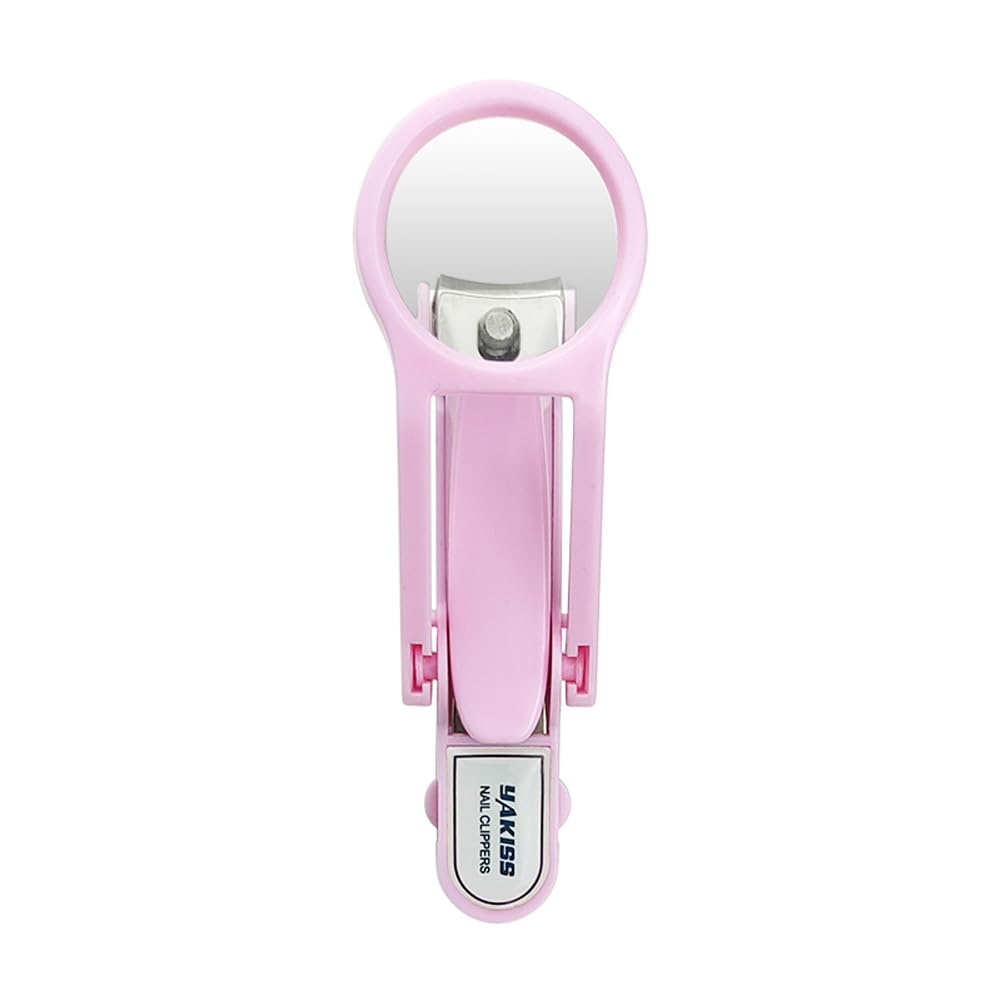CAREOR Nail Clippers with Magnifying Glass Stainless Steel Fingernails & Toenails Clippers for Elderly?Professional Nail Trimmer Reduce Eye Strain (Pink)