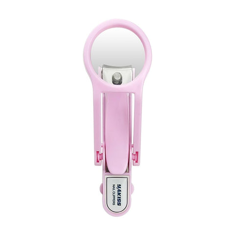 CAREOR Nail Clippers with Magnifying Glass Stainless Steel Fingernails & Toenails Clippers for Elderly?Professional Nail Trimmer Reduce Eye Strain (Pink)