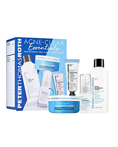 Peter Thomas Roth | Acne-Clear Essentials 4-Piece Acne Kit, Maximum-Strength Acne Products, Skin Care Kit for Acne-Prone Skin
