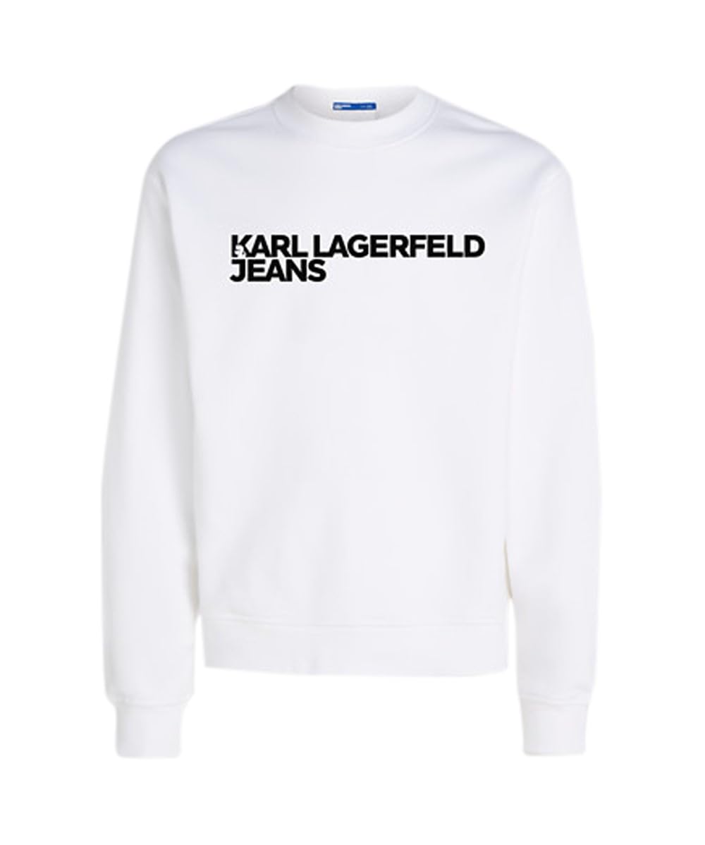KARL LAGERFELD JEANS, MENS, REGULAR ESSENTIAL LOGO SWEAT, WHITE, LARGE